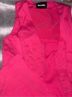 BlackMilk Women's Hot Pink Button-Front Vest and Wide Leg Pants